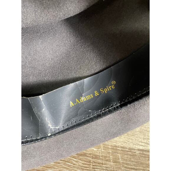 A. Adams & Spire Fur Felt Western Cowboy Hat Gray‎ Leather Band Outback Style L - Picture 12 of 13